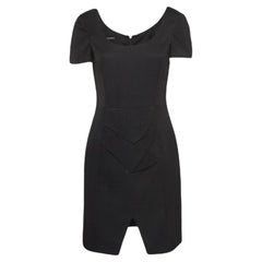 Emporio Armani Black Textured Canvas Mini Dress M