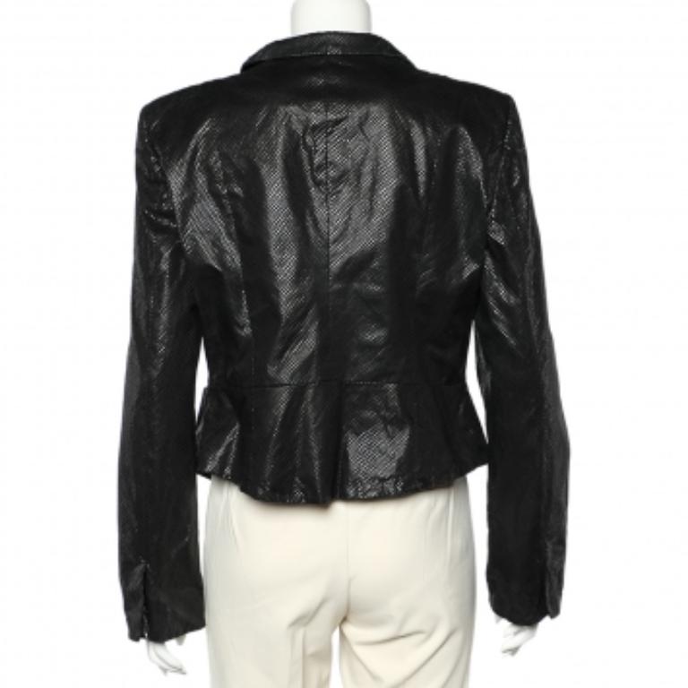 Nero Emporio Armani - Giacca con zip in cotone testurizzato nero L. in vendita