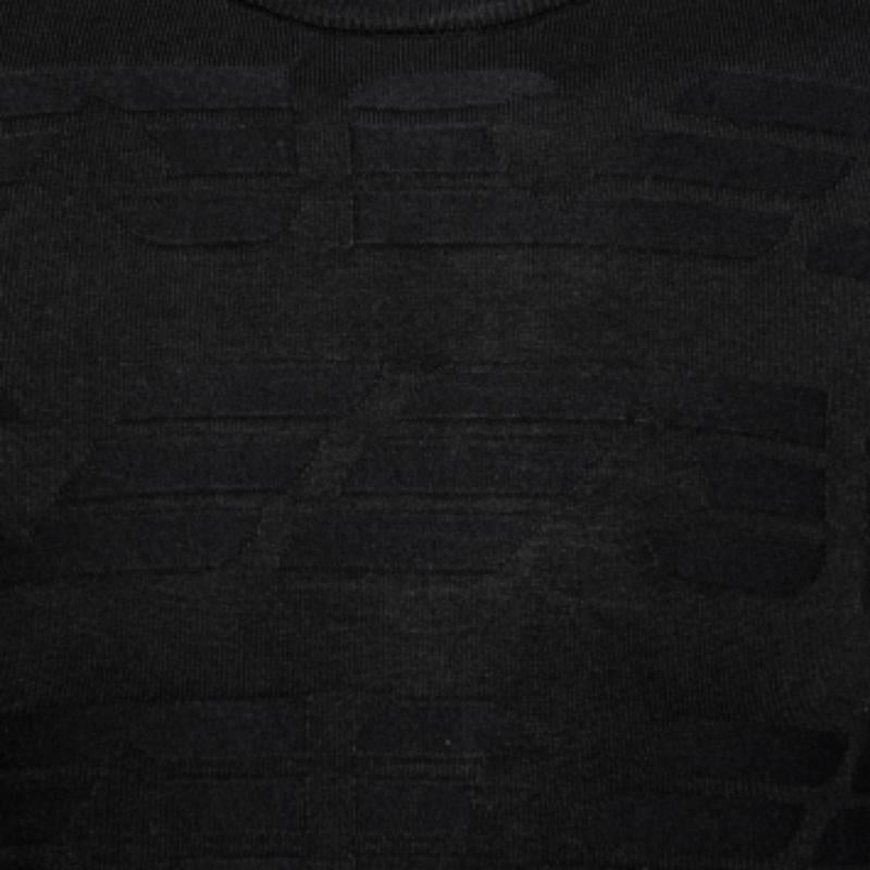 Emporio Armani Maglione girocollo a maniche lunghe in maglia nera XS in vendita 1