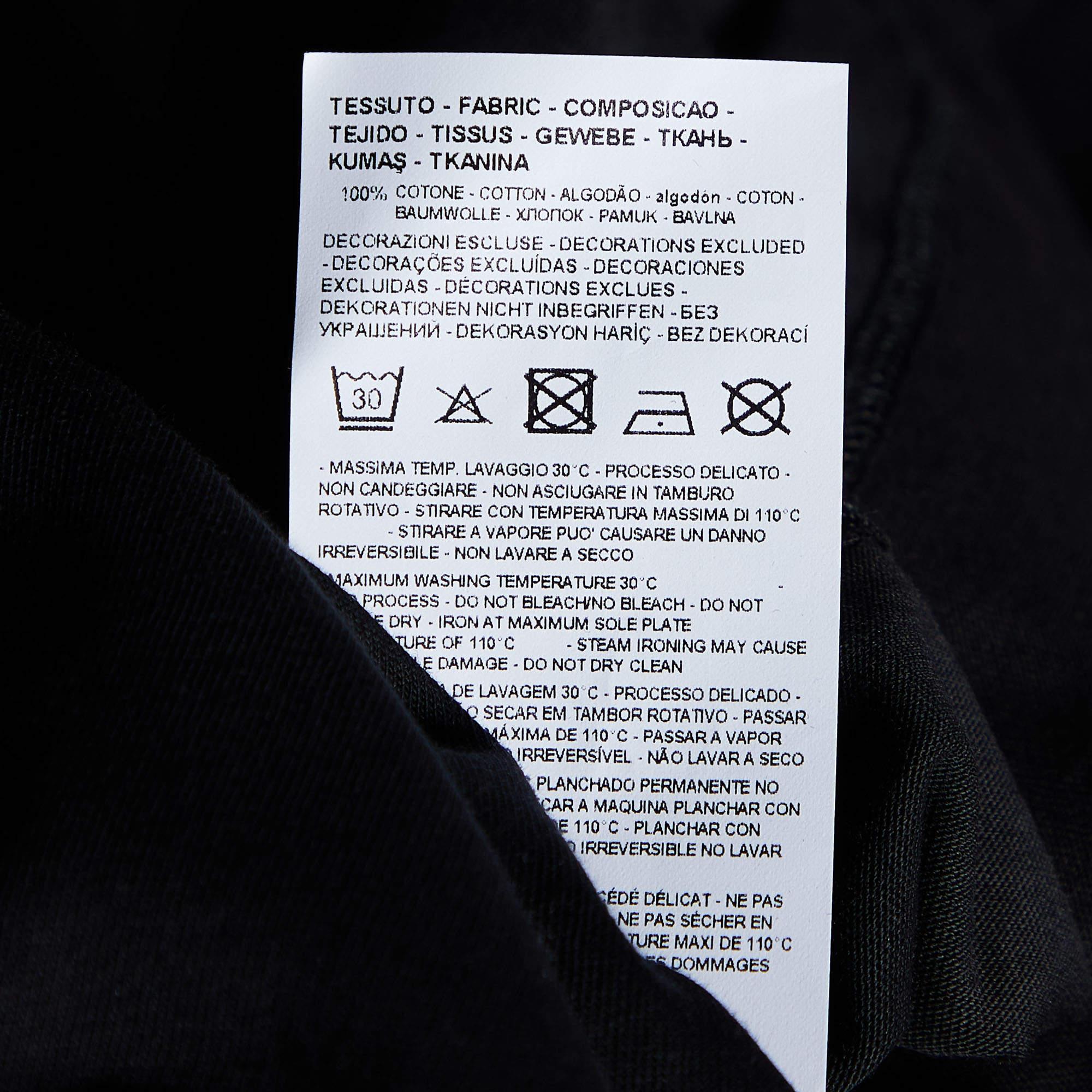 Emporio Armani Black Velour Pattern Cotton Knit T-Shirt L For Sale 3