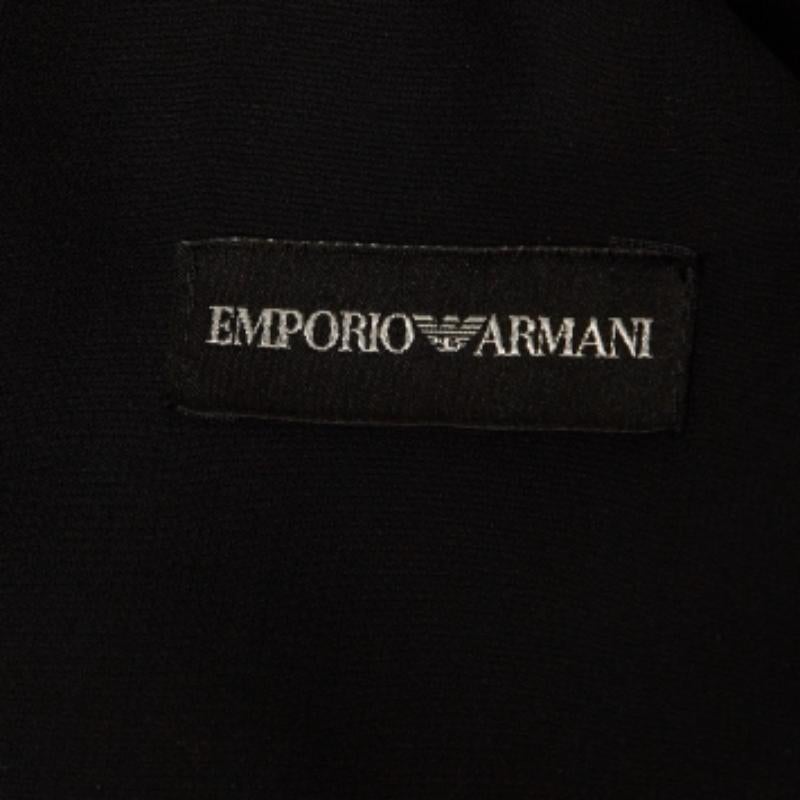 Donna EMPORIO ARMANI - Vestito midi a pieghe in crepe con bordi in velluto nero M. in vendita