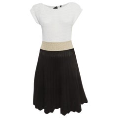 Emporio Armani Mini Dress svasato all'uncinetto bianco/nero S.S. White
