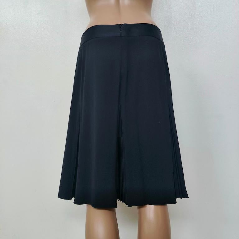 De las mujeres Emporio Armani Black Wool-Blend Midi Skirt with Knife-Pleat en venta