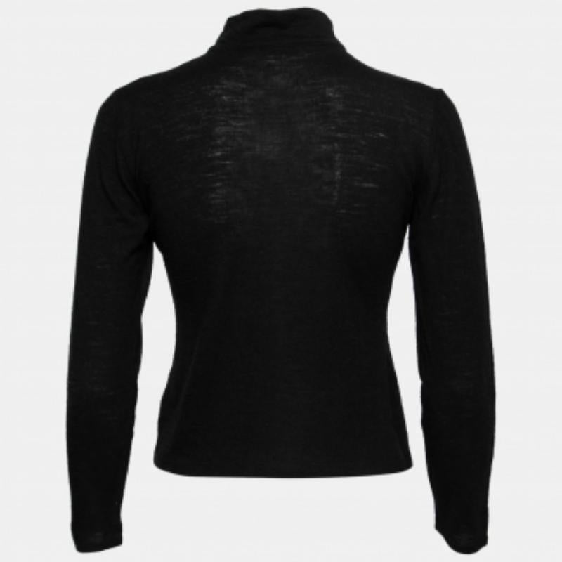 Emporio Armani Top a maniche lunghe in lana nera con dettaglio cut-out S in vendita 1