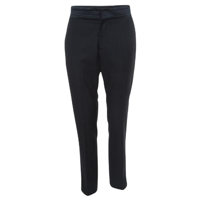 Emporio Armani Schwarz Wolle Regular Fit Hose S
