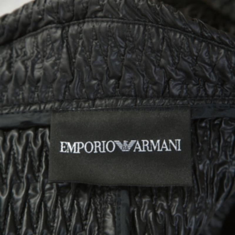 Emporio Armani Schwarz Zerknitterte Zip Front Jacke S Damen im Angebot