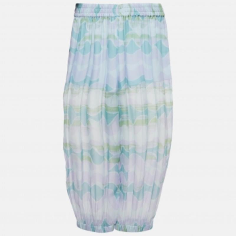 Donna Set giacca e pantaloni in seta con stampa astratta blu di Emporio Armani M.
