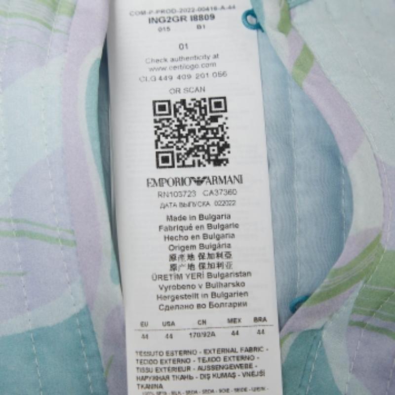 Set giacca e pantaloni in seta con stampa astratta blu di Emporio Armani M. 1