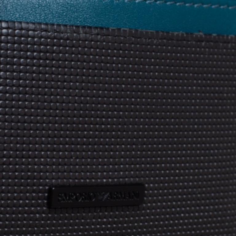 Emporio Armani Blue/Black Leather Card Holder For Sale 6