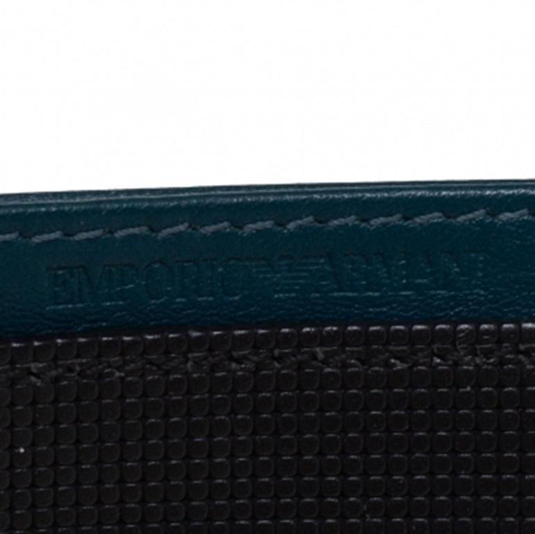 Emporio Armani Blue/Black Leather Card Holder In Fair Condition For Sale In Dubai, Al Qouz 2