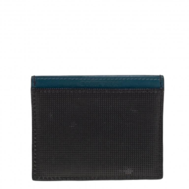 Men's Emporio Armani Blue/Black Leather Card Holder For Sale