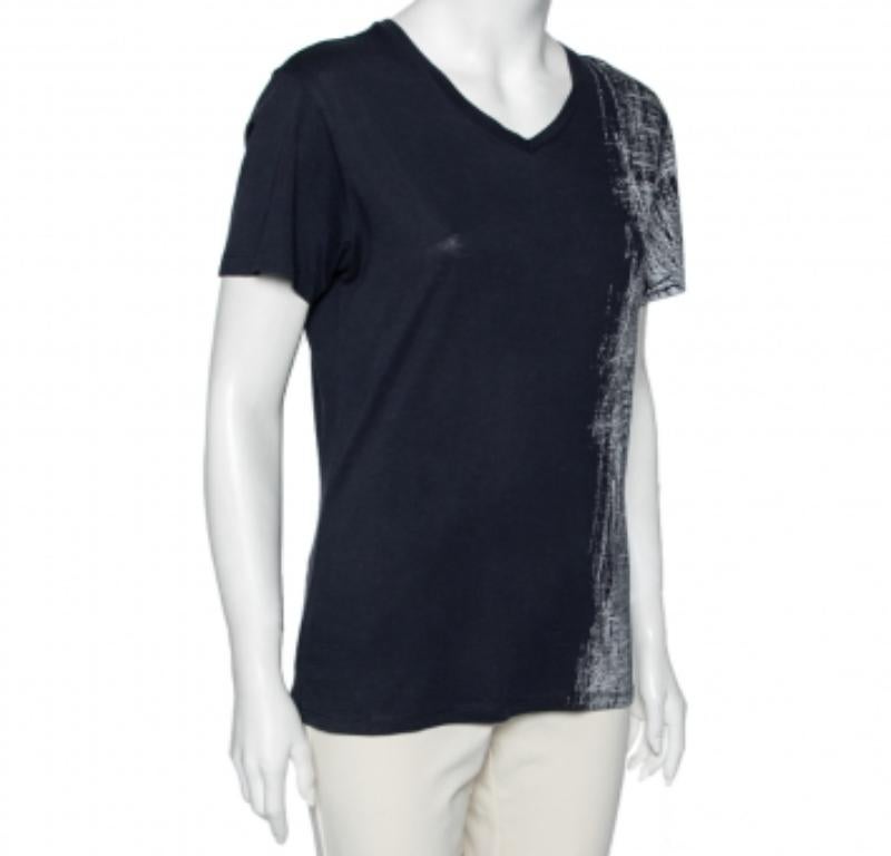 Emporio ARMANI Camiseta de manga corta estampada de algodón azul S en venta 3