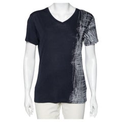 Emporio ARMANI Bleu T-Shirt à manches courtes en coton semi-imprimé S