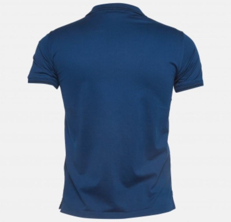 Emporio Armani Polo in maglia di cotone blu S in vendita 1
