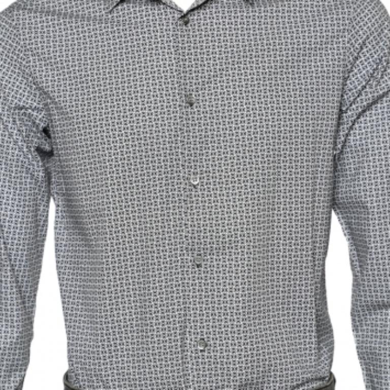 Emporio ARMANI Camisa Slim Fit Logotipo Azul Algodón M en venta 1