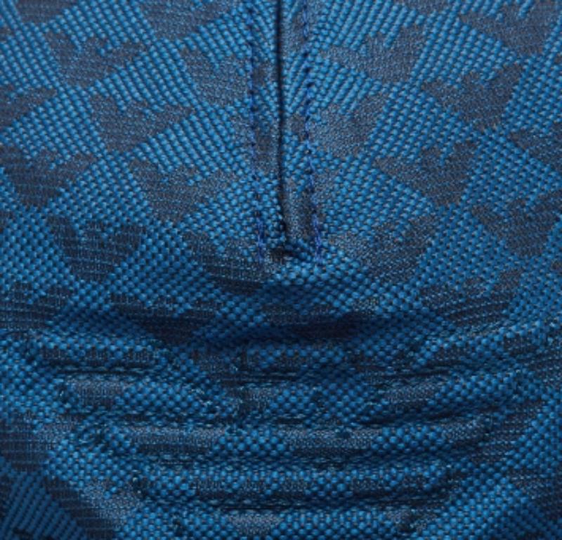 EMPORIO ARMANI Blu Monogram Pattern Canvas Baseball Cap S in vendita 1