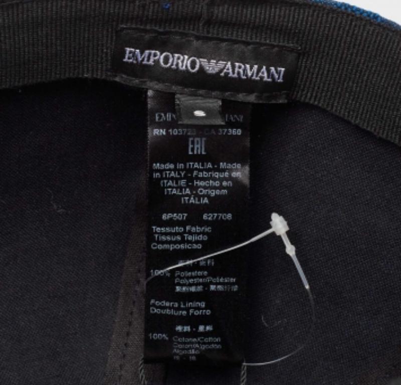 EMPORIO ARMANI Blu Monogram Pattern Canvas Baseball Cap S in vendita 2