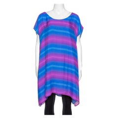 Emporio Armani Blue 
Pink Gradient Print Silk Tunic L