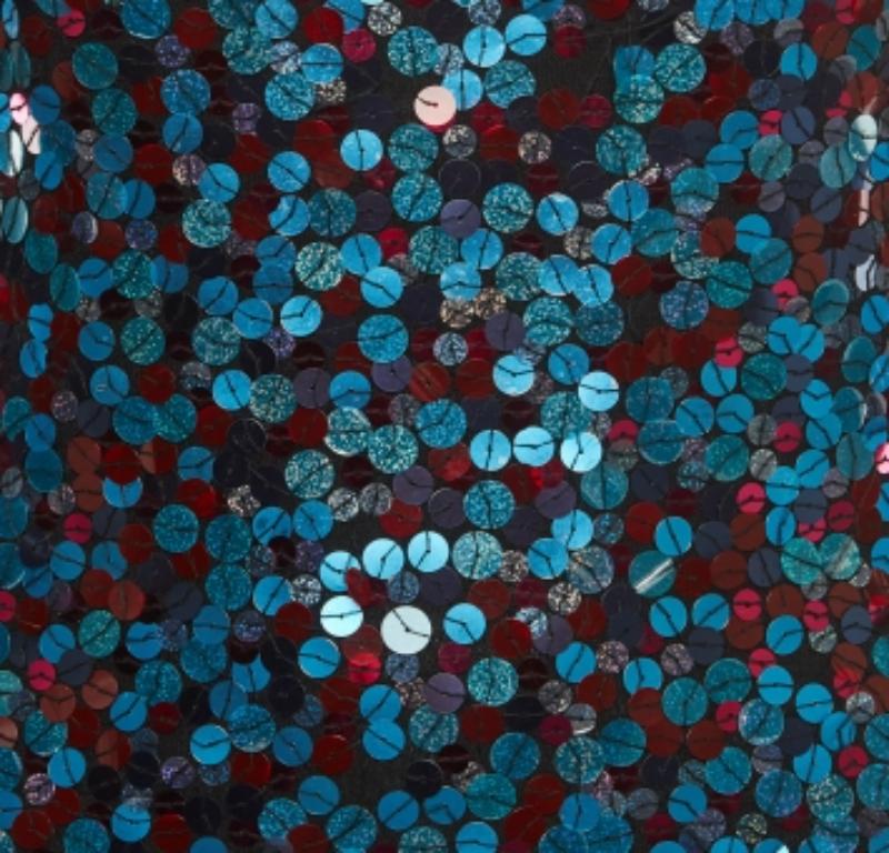 Nero Emporio Armani Canotta in maglia con paillettes blu e rosa S in vendita