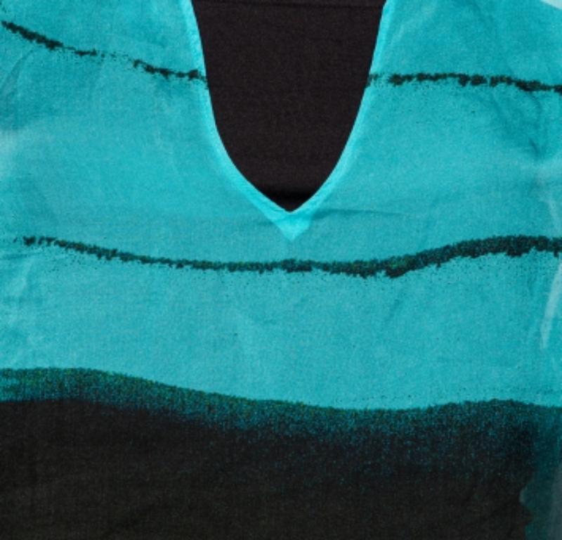 Donna Top in seta stampata blu di Emporio Armani M. I. in vendita