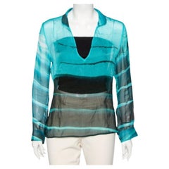 Emporio Armani - Haut en soie imprimé bleu M