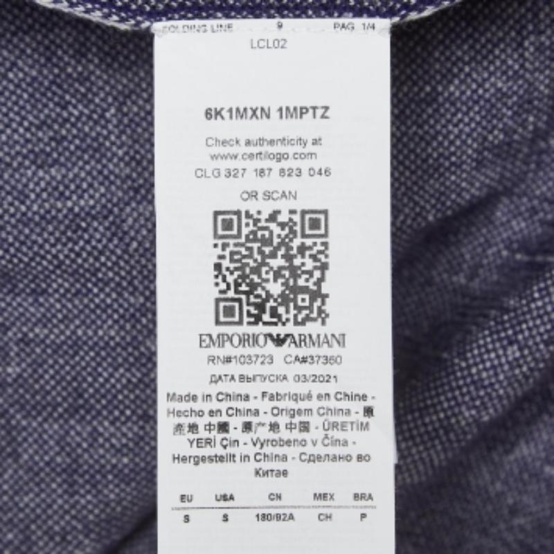 Noir Emporio ARMANI Bleu Pull en laine imprimée à col ras du cou S en vente