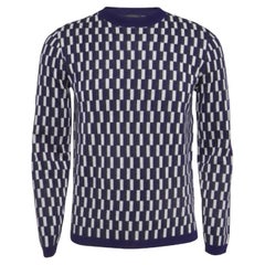 Emporio ARMANI Bleu Pull en laine imprimée à col ras du cou S