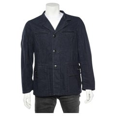 Emporio Armani Blau gestreifte Baumwolljacke L