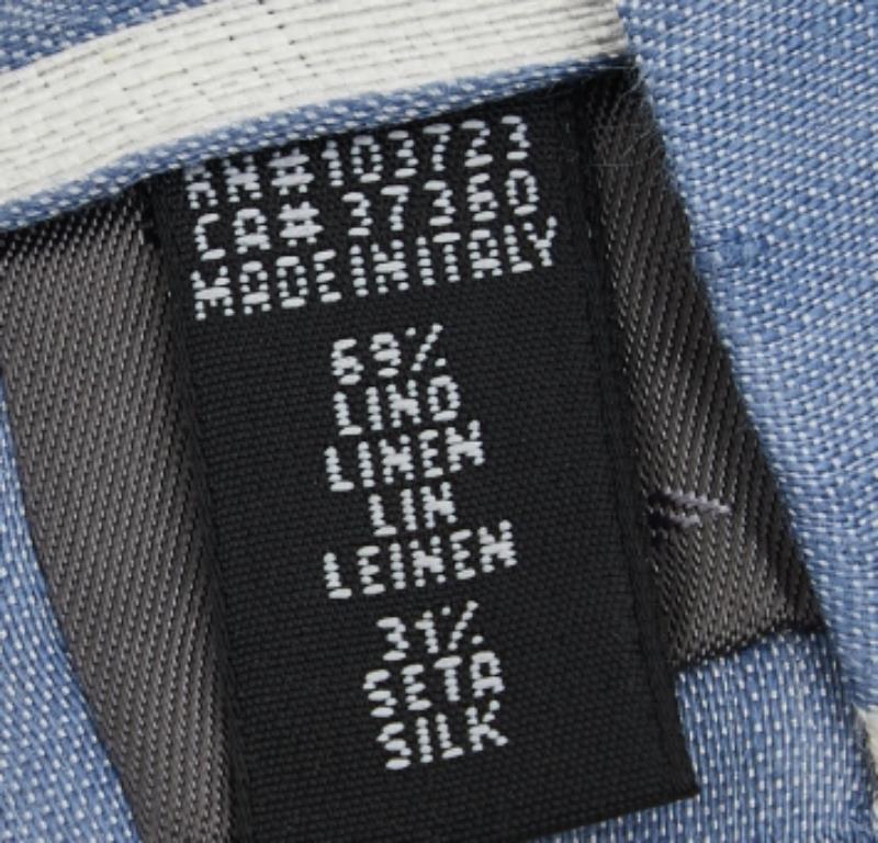 Emporio ARMANI Corbata de rayas azules de lino y seda Gris en venta