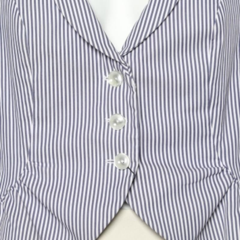 De las mujeres Emporio ARMANI Blazer recortado de algodón a rayas azul y blanco M en venta