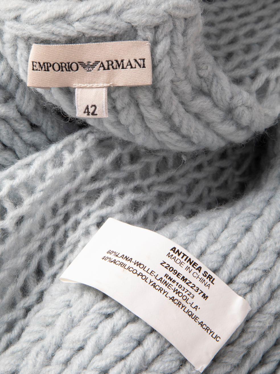Emporio Armani Blue Wool Knit Cardigan Size M For Sale 2