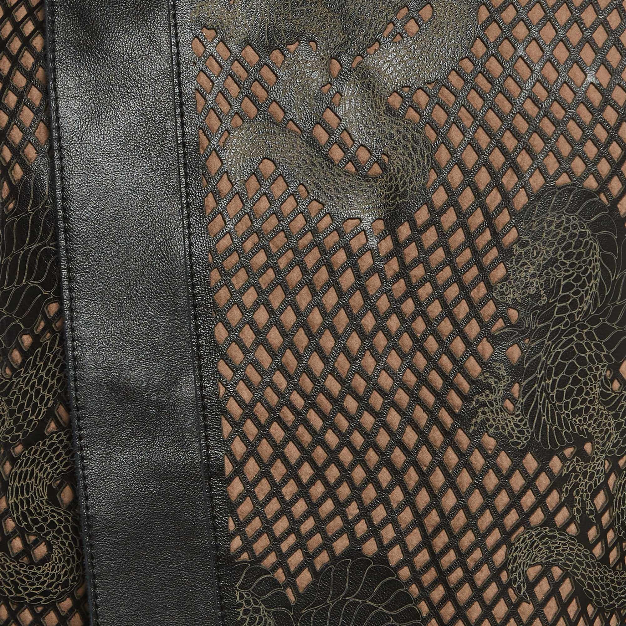 Women's Emporio Armani Brown Cut-Out Leather Zipper Jacket L