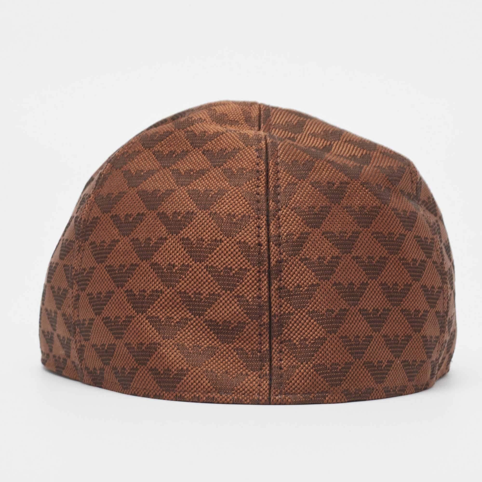 Emporio Armani Brown Logo Jacquard Aquila Baseball Hat S In Good Condition For Sale In Dubai, Al Qouz 2