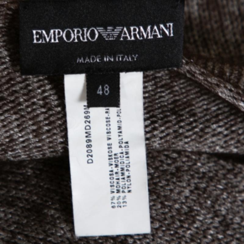 Emporio Armani Brown Mohair Blend Marl Knit Cardigan L (Schwarz) im Angebot