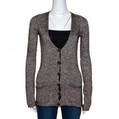 Emporio Armani Brown Mohair Blend Marl Knit Cardigan L