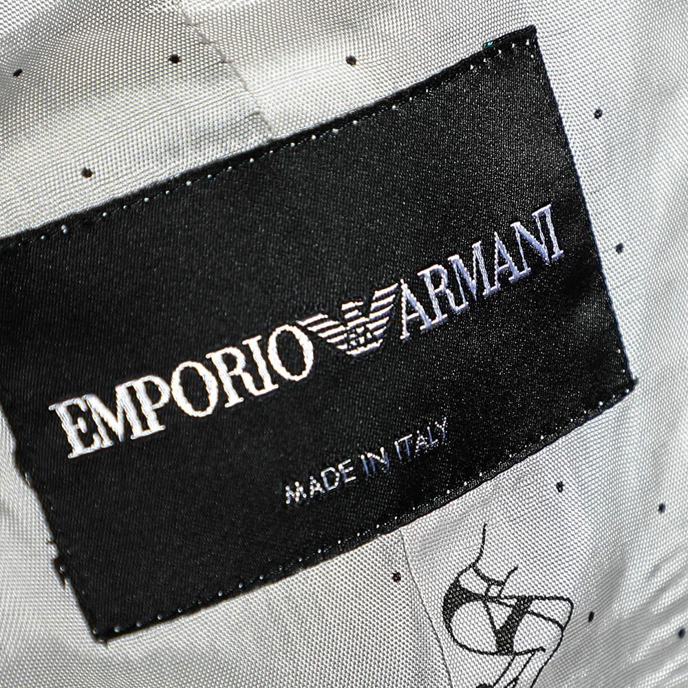 Women's Emporio Armani Brown Synthetic Asymmetric Hem Blazer L For Sale
