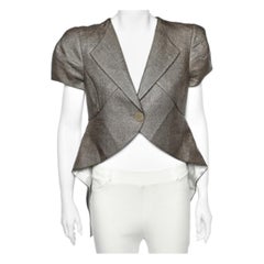 Emporio Armani Blazer marrone sintetico con orlo asimmetrico L