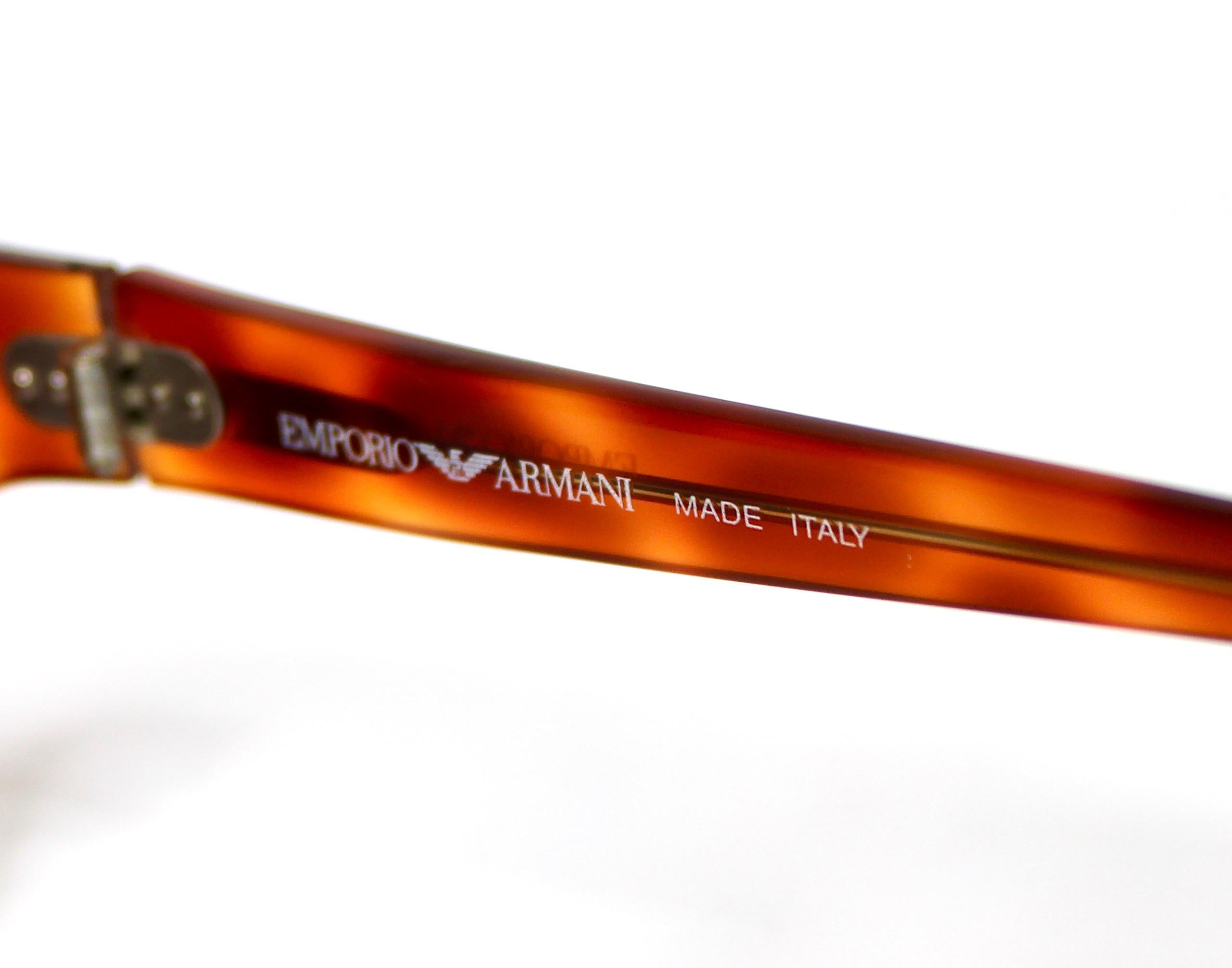 Gafas de sol Wayfarer de acetato de tortuga marrón Emporio Armani, circa años 90 en venta 1