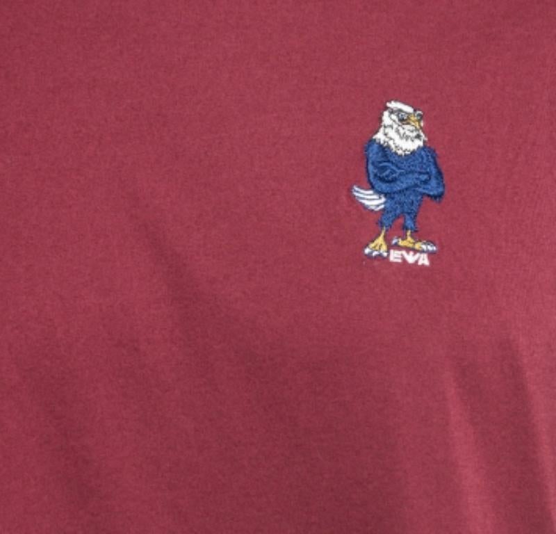 Uomo Emporio Armani Maglietta ricamata in cotone bordeaux XL in vendita
