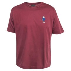 Emporio Armani Burgundy Cotton Embroidered T-Shirt XL