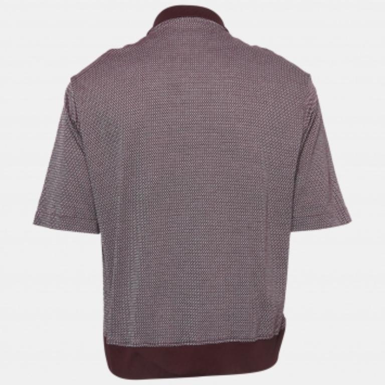 Emporio Armani Polo in cotone bordeaux a fantasia XXL In condizioni ottime in vendita a Dubai, Al Qouz 2