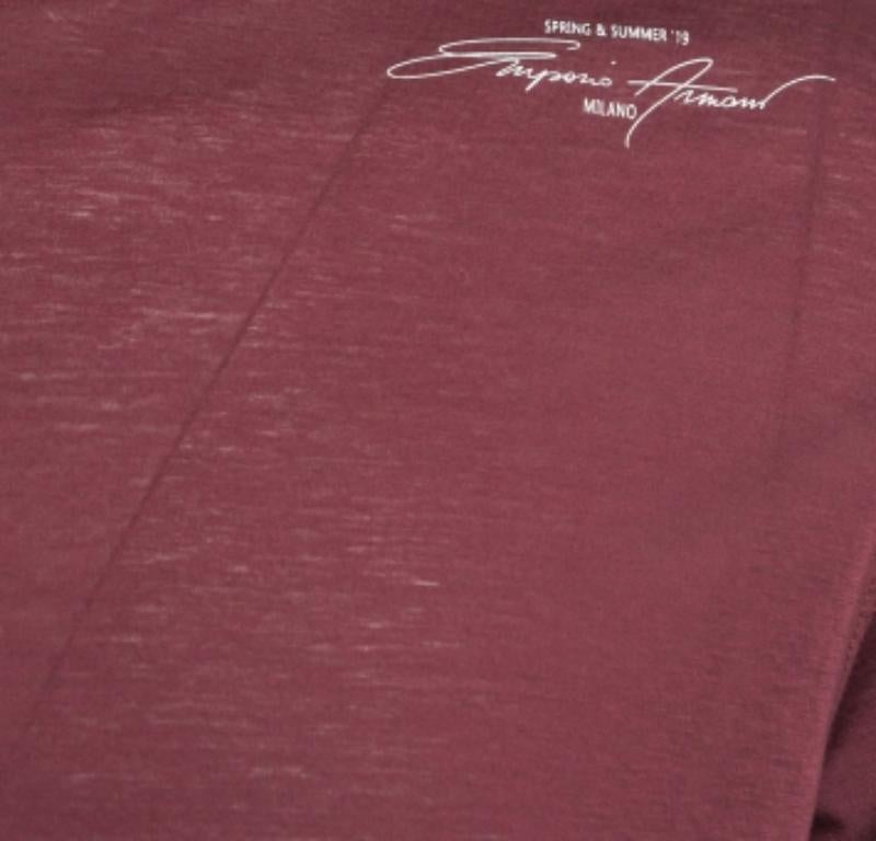Uomo Emporio Armani Maglietta in cotone stampato borgogna L in vendita
