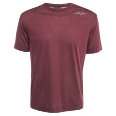 Emporio Armani Burgundy Printed Cotton T-Shirt L