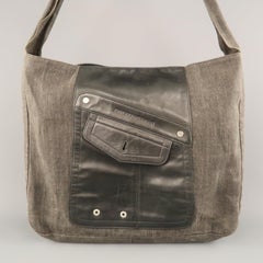 EMPORIO ARMANI - Sac fourre-tout surdimensionné en toile enduite anthracite et patch de cuir