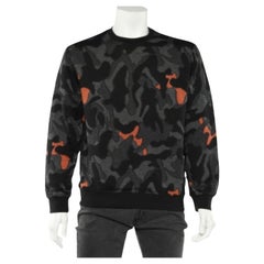 Emporio Armani Charcoal Grey Camouflage Intarsia Knit Crewneck Sweater XL