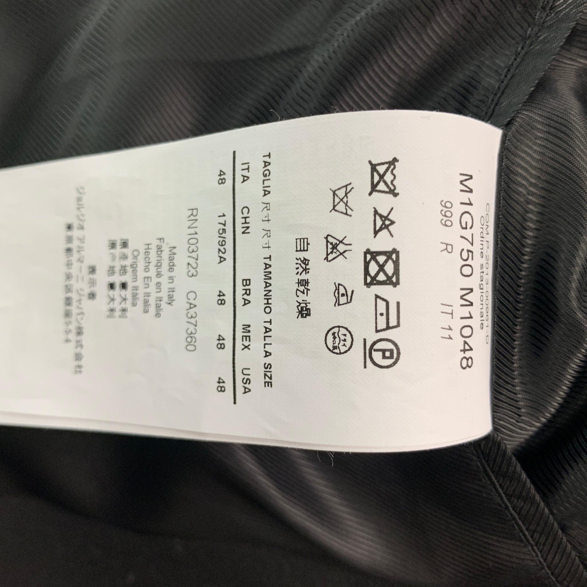 EMPORIO ARMANI Chest Size 38 Black Solid Wool Silk Notch Lapel Sport Coat For Sale 1