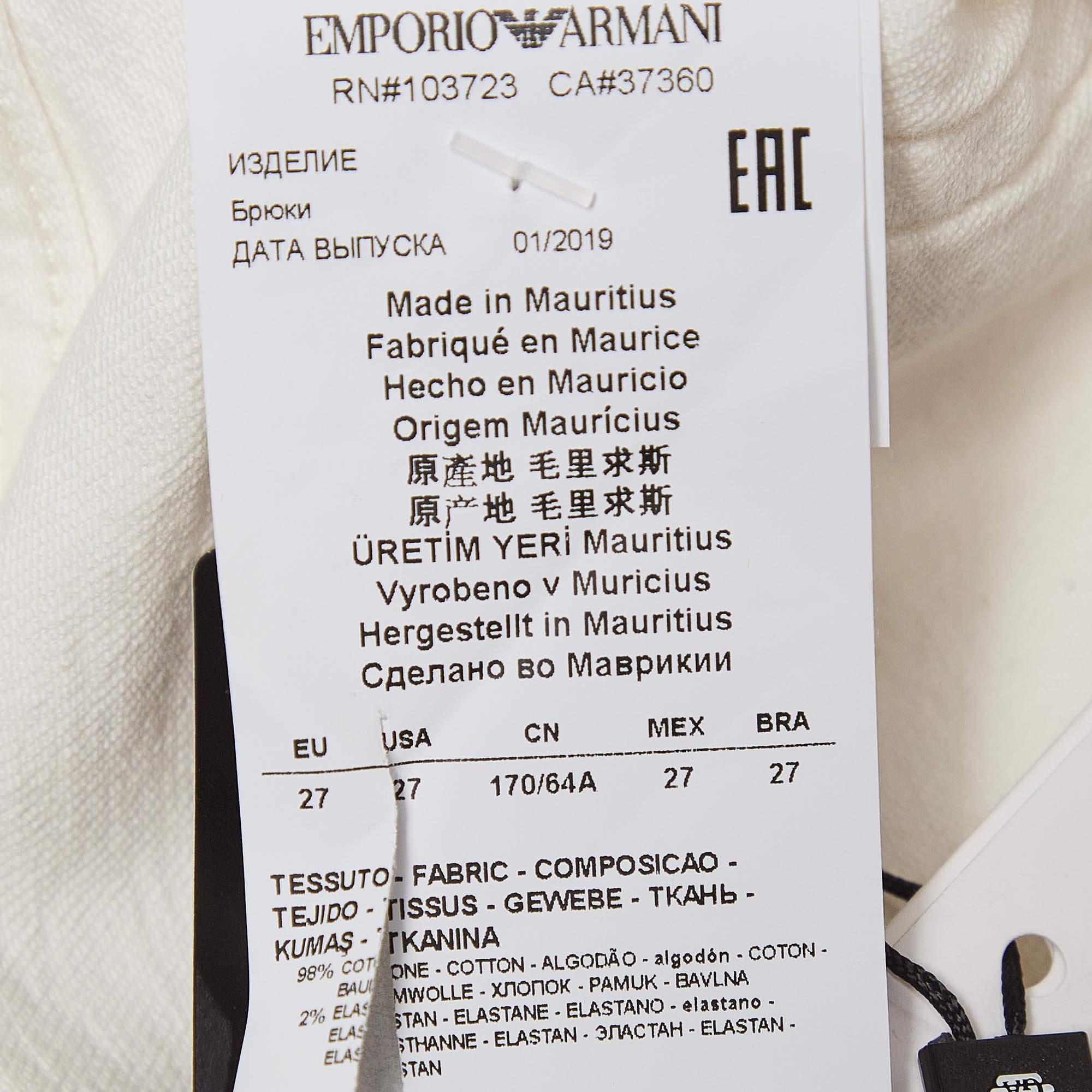 EMPORIO ARMANI Vaqueros Crema Slim Fit S Cintura 27 en Excelente estado para la venta en Dubai, Al Qouz 2