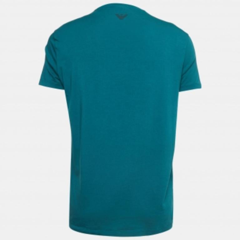 De los hombres Emporio ARMANI Camiseta de media manga de algodón verde oscuro con logotipo XXL en venta