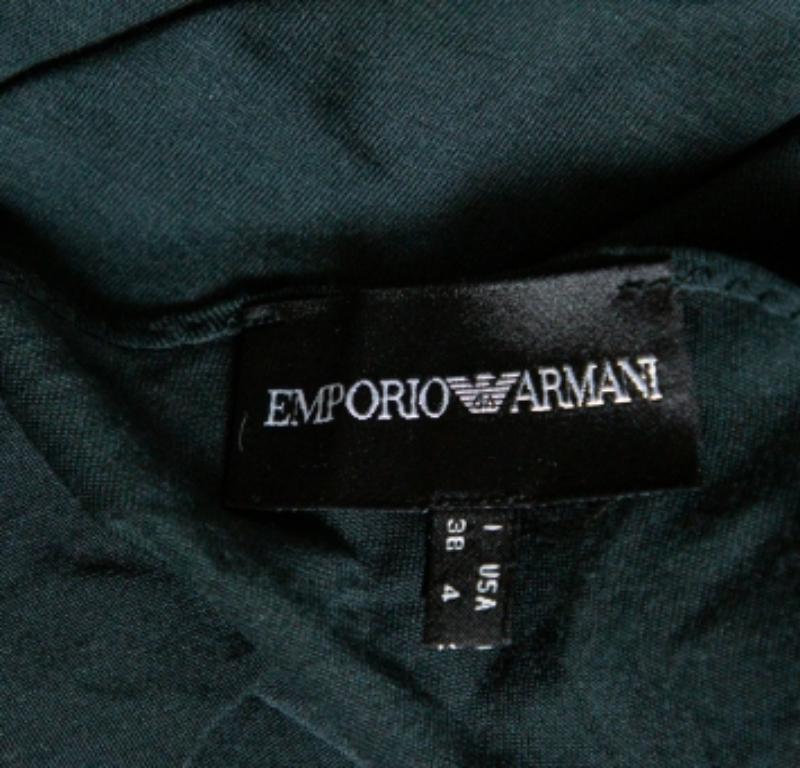 Women's Emporio Armani Dark Green Ruched Knit Fitted Tunic S For Sale