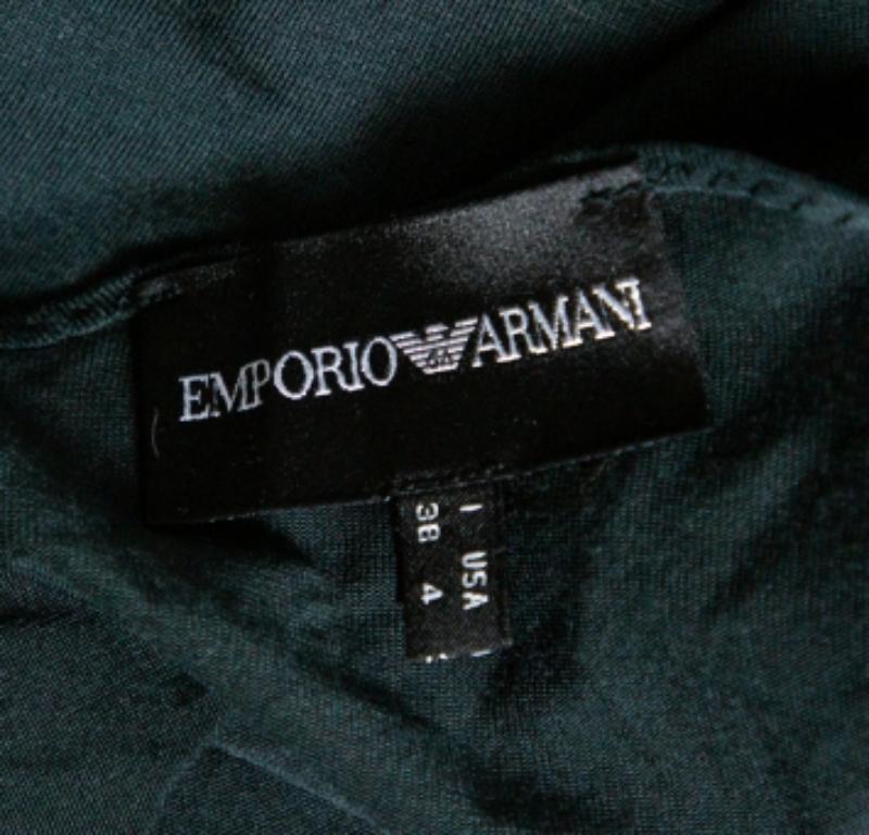 Emporio Armani Dark Green Ruched Knit Fitted Tunic S For Sale 1